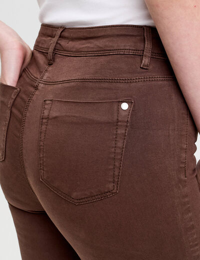 Jeans slim 5 poches marron fonc&eacute; femme