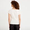 T-shirt cintr&eacute; col rond manches courtes ecru femme