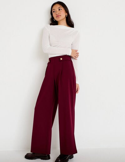 Pantalon bootcut taille standard bordeaux femme