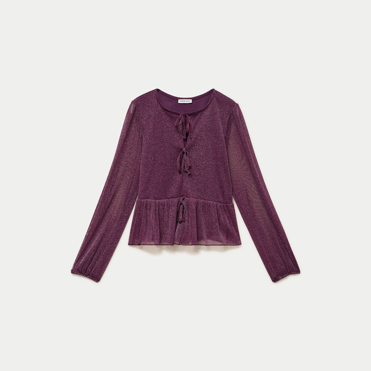 Blouse manches longues prune femme