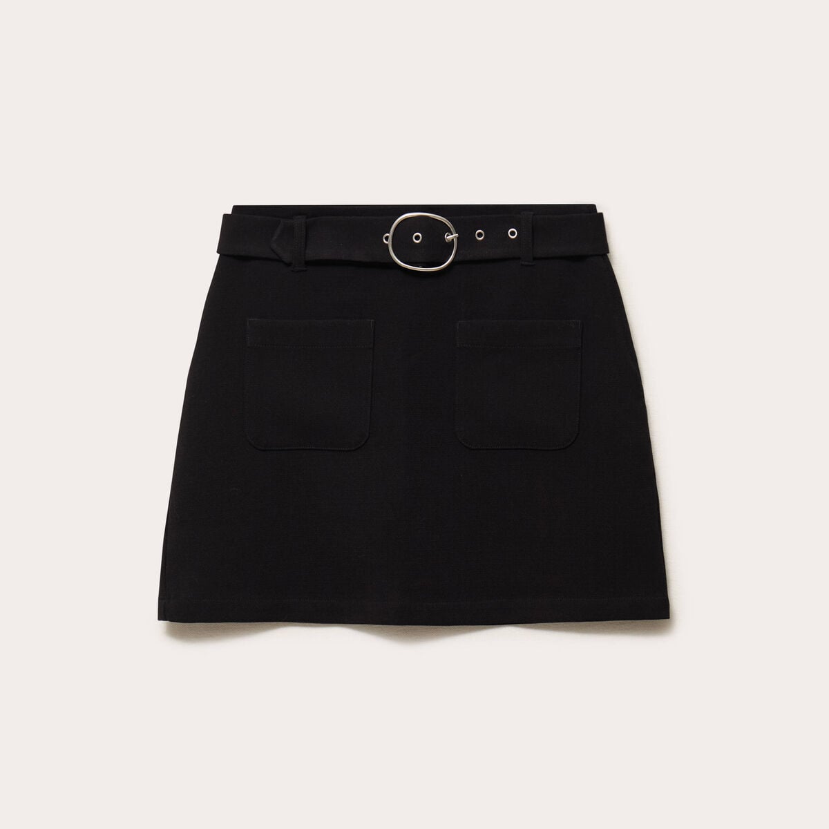 Jupe droite courte taille haute noir femme