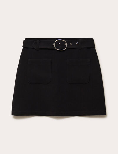 Jupe droite courte taille haute noir femme