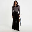 Pantalon bootcut en tweed noir femme