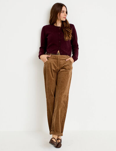 Pantalon barrel ceinture amovible taupe femme