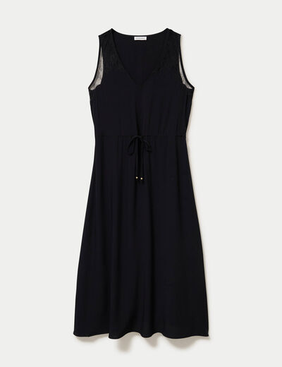 Robe longue &eacute;vas&eacute;e col v sans manches noir femme