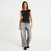 Jean wide leg taille basse denim gris clair femme