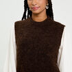 Pull sans manches marron fonc&eacute; femme
