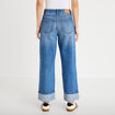 Jeans droit &agrave; revers denim double stone femme