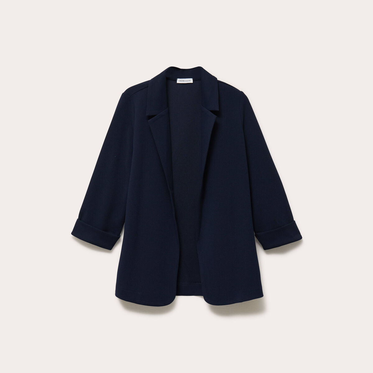 Veste blazer manches 3/4 bleu marine femme