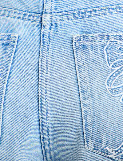 Jean wide leg cropped Bridgerton denim triple stone femme