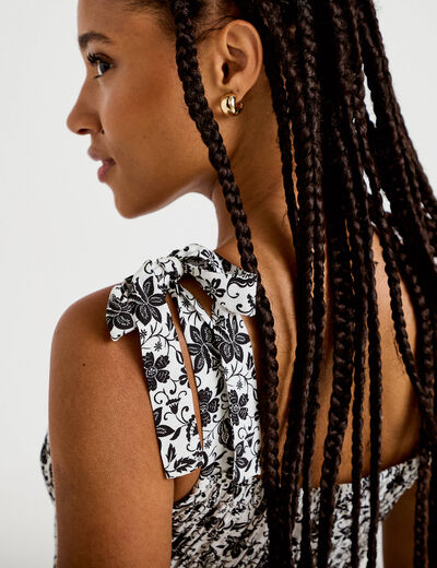 Robe longue &eacute;vas&eacute;e col carr&eacute; noir femme