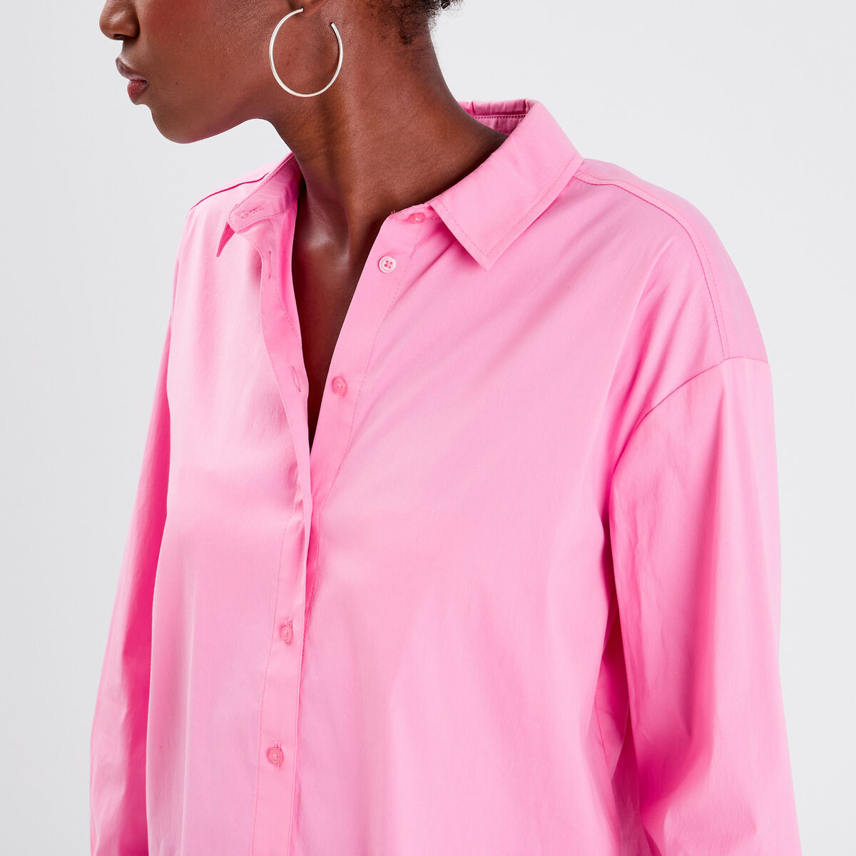 Chemise manches longues rose femme