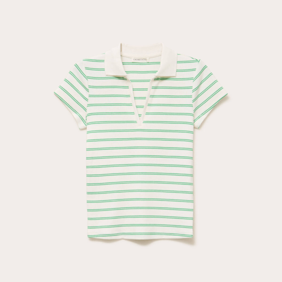 Polo col chemise manches courtes vert femme