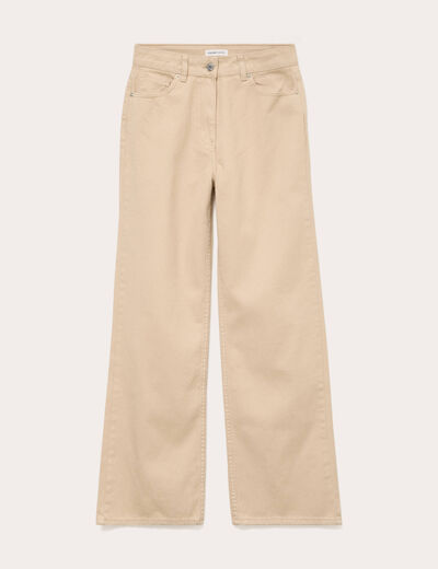Jean wide leg taille haute beige femme
