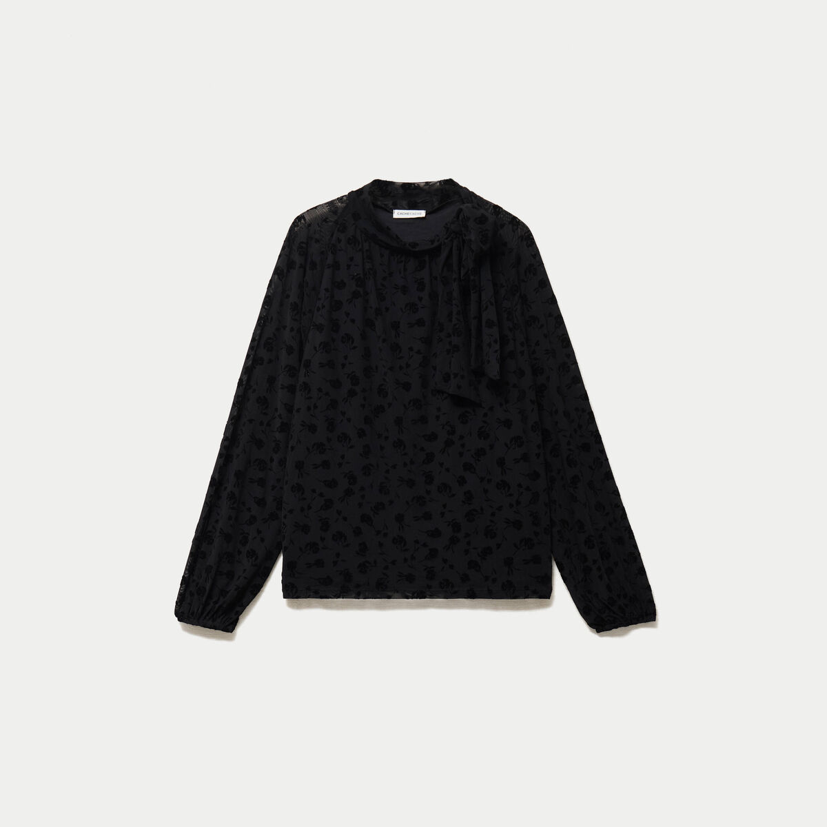 Blouse droite manches longues noir femme