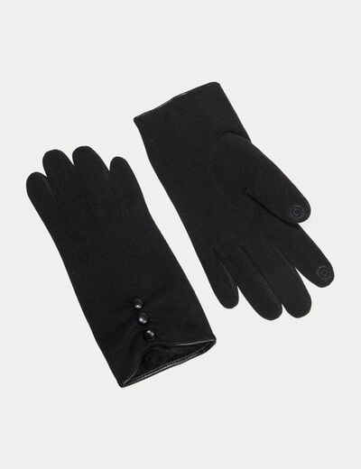 Gants avec boutons noir femme