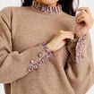 Pull col rond manches longues beige femme
