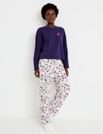 Lot de 2 pyjamas manches longues blanc femme