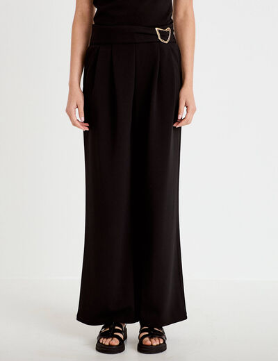 Pantalon bootcut avec ceinture noir femme