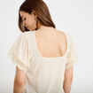 T-shirt col rond manches courtes ecru femme