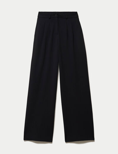 Pantalon bootcut taille haute en maille noir femme