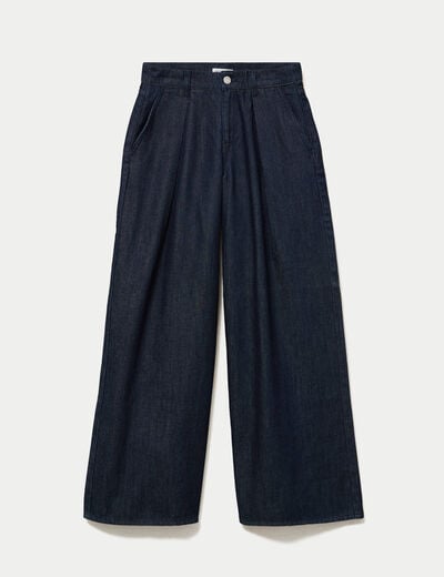 Jean wide leg taille haute denim brut femme
