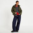 Veste droite &agrave; capuche manches longues vert kaki femme