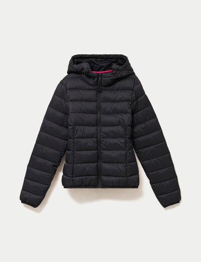 Doudoune cintr&eacute;e &agrave; capuche noir femme