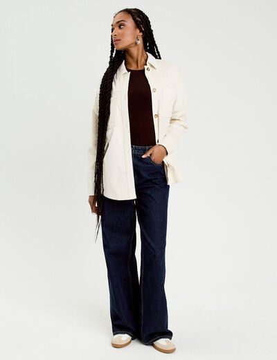Chemise oversize en velours ivoire femme
