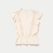 Blouse col rond manches courtes dentelle ecru femme