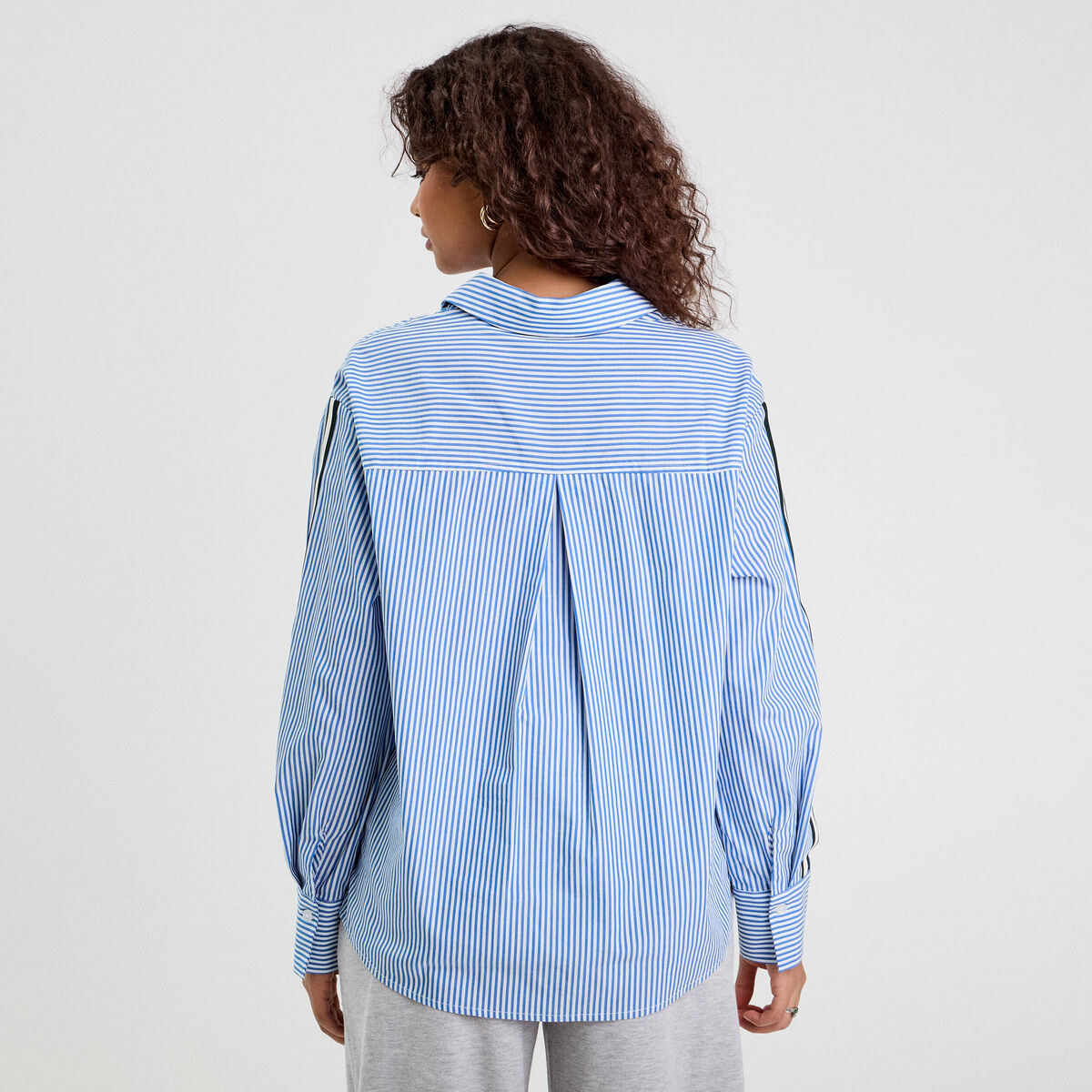 Chemise manches longues bleu femme