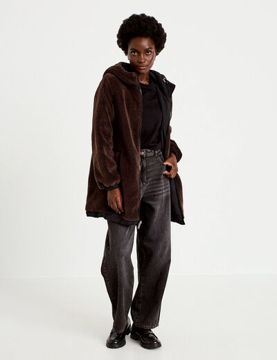 Parka r&eacute;versible effet polaire noir femme