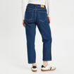Jeans droit cropped taille haute denim brut femme