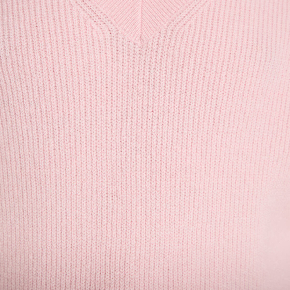 Pull fin col v rose clair femme