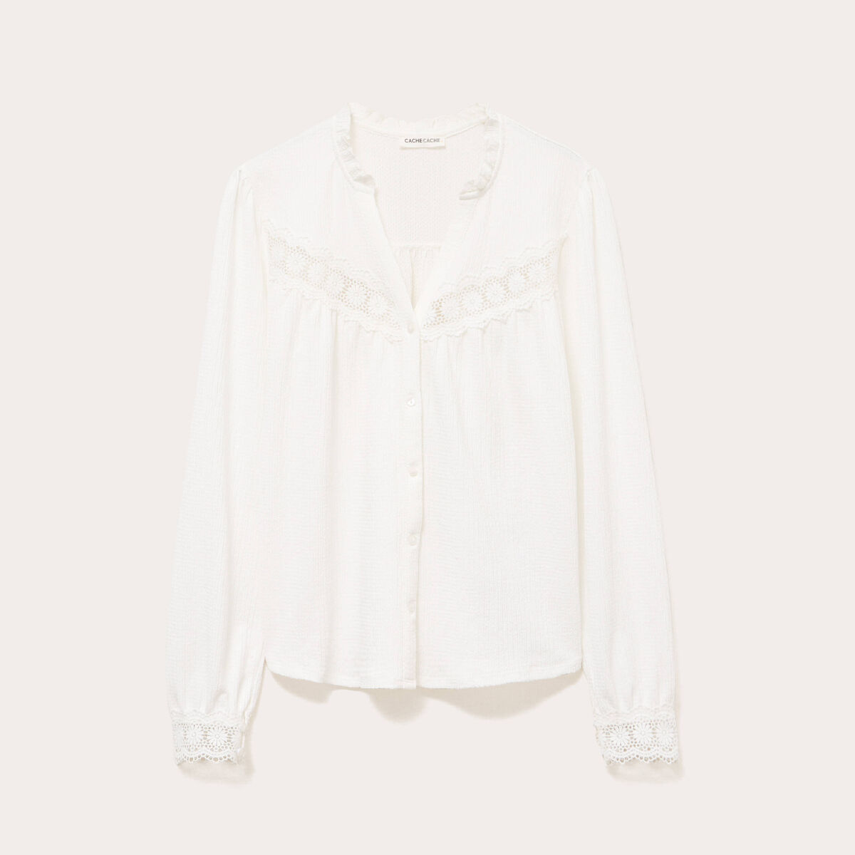 Blouse maille relief&eacute;e blanc femme
