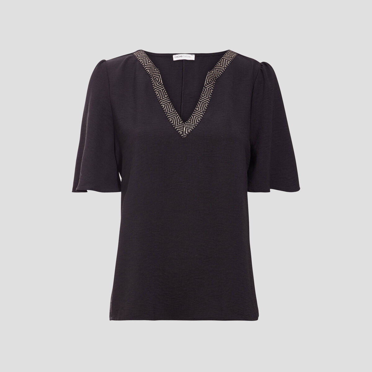 Blouse manches courtes noir femme