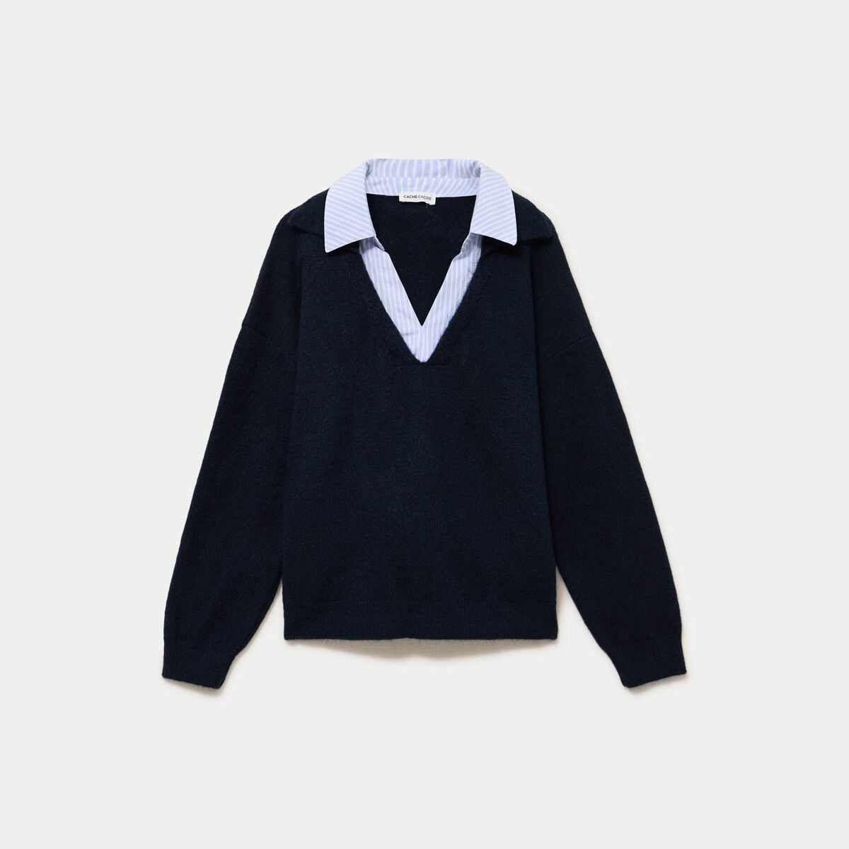 Pull effet 2-en-1 bleu marine femme