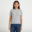 Pull ample manches courtes gris clair femme