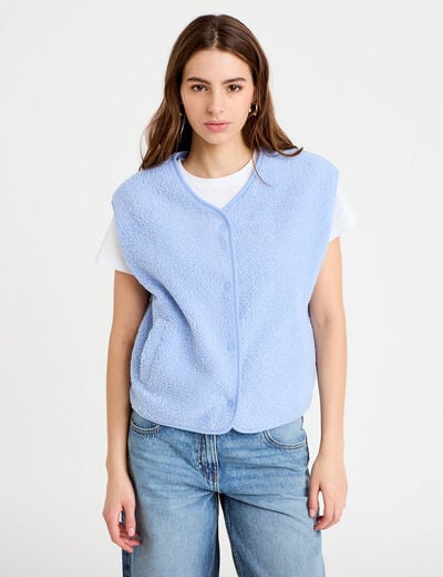 Gilet sans manches effet polaire bleu clair femme