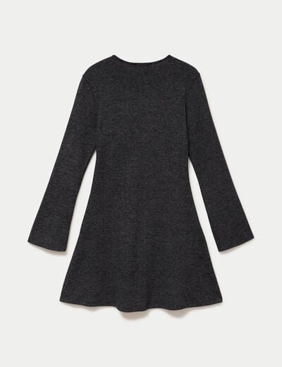 Robe ajust&eacute;e courte manches longues gris femme