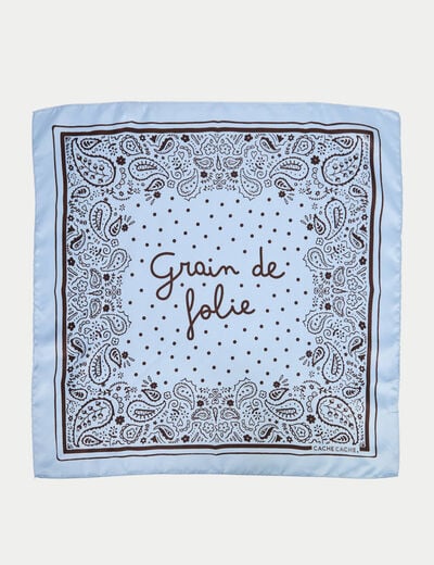 Foulard satin&eacute; soyeux bleu ciel femme