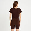Crop top sans couture col rond marron fonc&eacute; femme