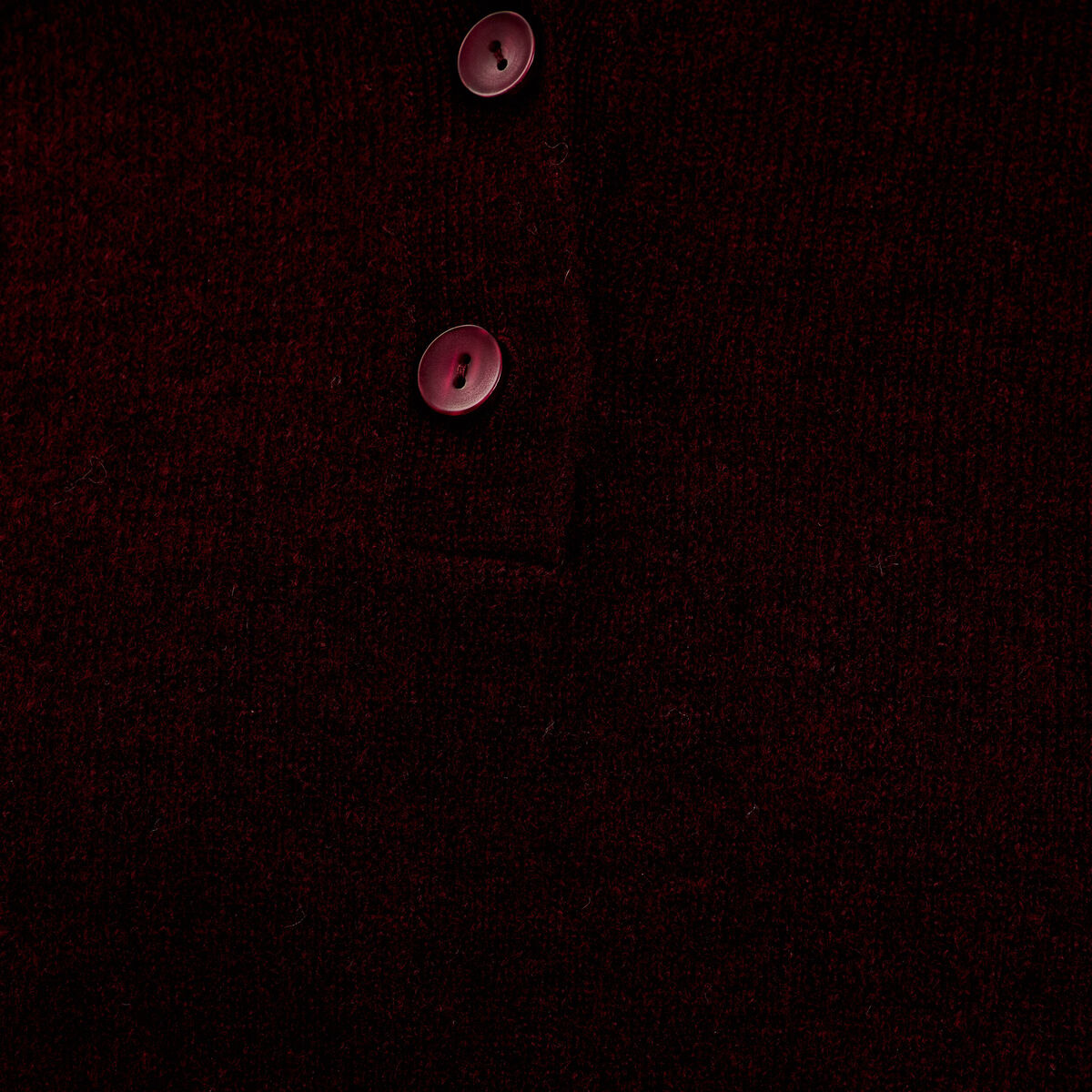 Polo manches longues col chemise violet fonc&eacute; femme