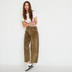 Pantalon bootcut en velours vert kaki femme