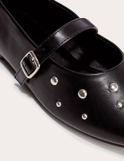 Ballerines &agrave; d&eacute;tails clout&eacute;s noir femme