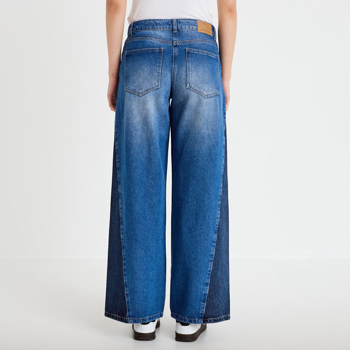 Jean wide leg taille basse denim double stone femme