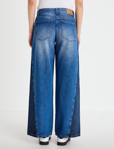 Jean wide leg taille basse denim double stone femme