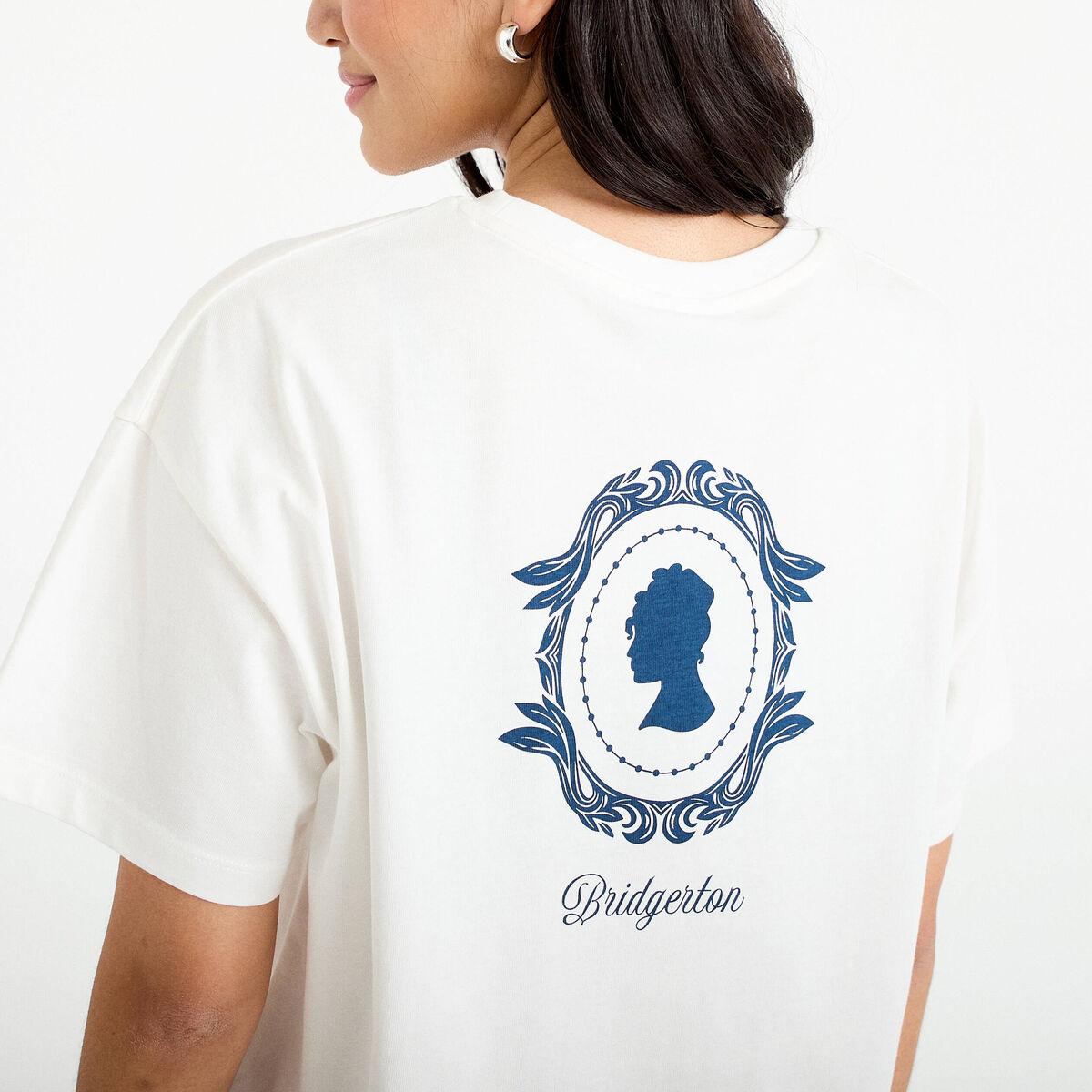 T-shirt oversize brod&eacute; Bridgerton ecru femme
