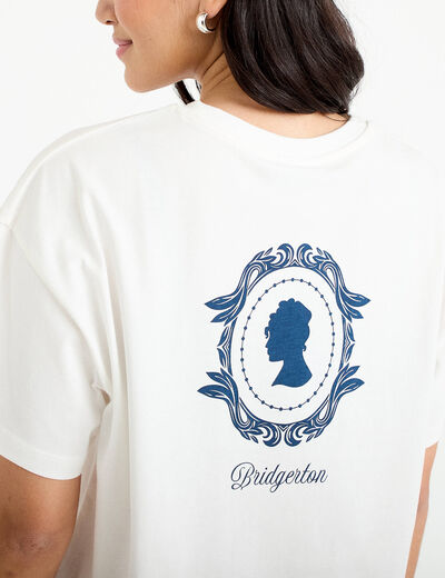 T-shirt oversize brod&eacute; Bridgerton ecru femme