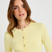 Gilet ajust&eacute; cropped col rond jaune clair femme